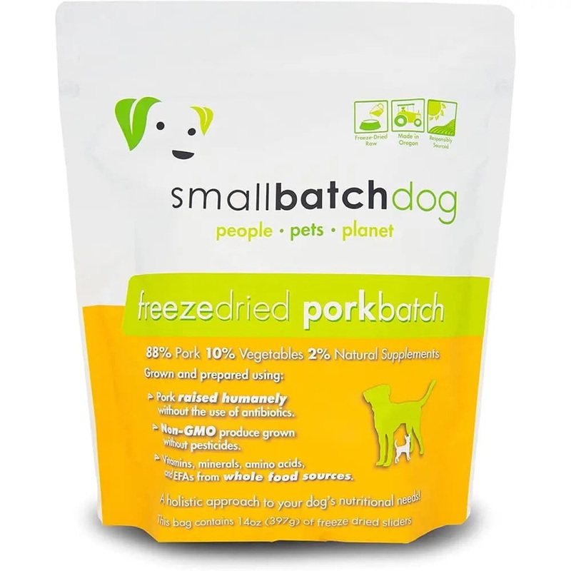 Smallbatch Pets Freeze-Dried Premium Raw Food Diet for Dogs, Pork Sliders Dog Food 14oz