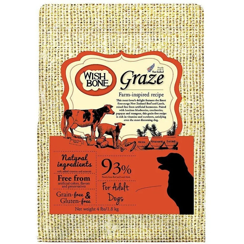 Wishbone Grain Free Graze  Free-range Grass-fed New Zealand Beef Dry Dog Food