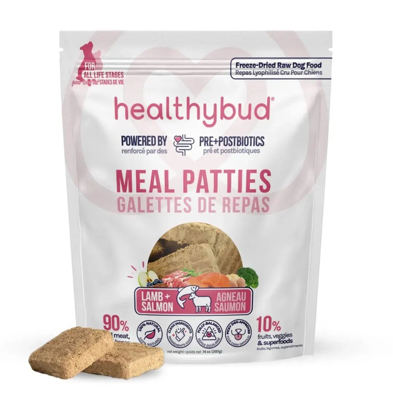 Healthybud Lamb & Salmon Meal Patties Freeze-Dried Raw Dog Food 14oz