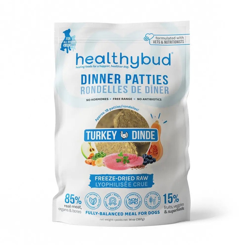 Healthybud Turkey Patties Freeze-Dried Dog Food 14 oz