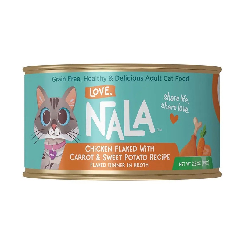 Love, Nala Chicken Flaked with Sweet Potato & Carrot Recipe in Broth Cat Food 2.8oz Case of 12