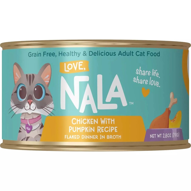 Love, Nala Flaked Chicken with Pumpkin Recipe in Broth Cat Food 2.8oz case of 12