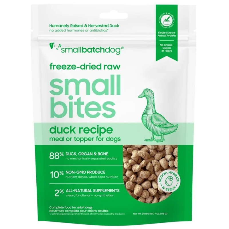 Smallbatch Pets Duck Freeze Dried Small Bites Dog Food for Healthy Pups
