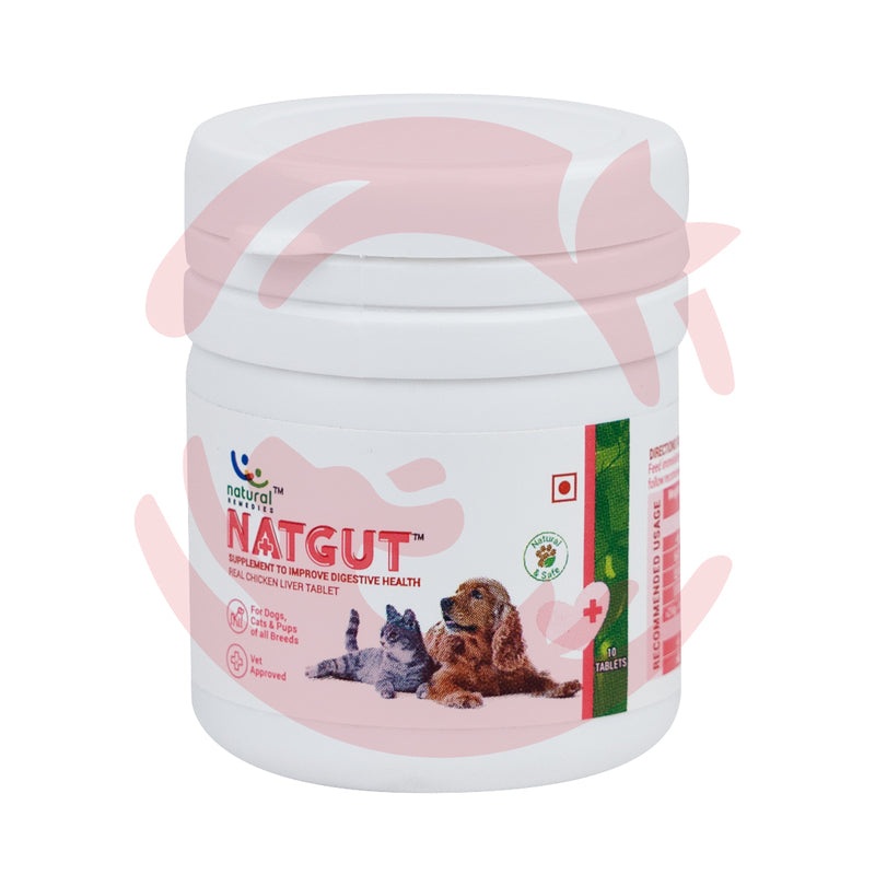 Natgut Digestive Care Supplements for Dogs and Cats – Chicken Liver (10 tablets)