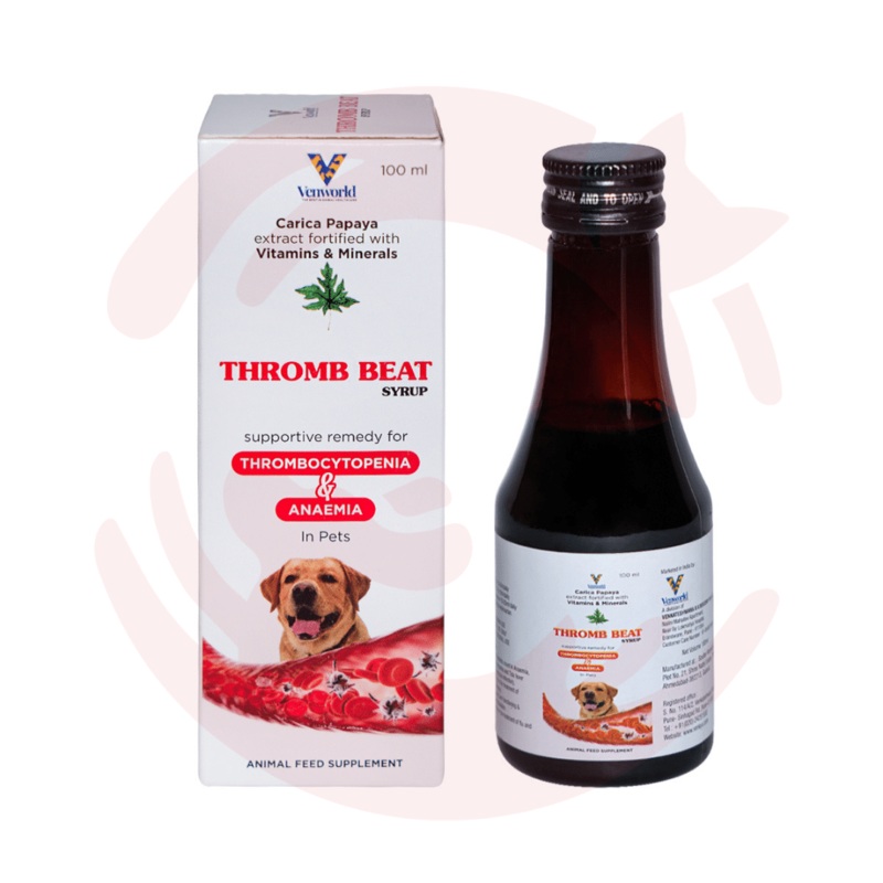 Venkys Supplement for Cats & Dogs – Thromb Beat Syrup Remedy For Anaemia (100ml)