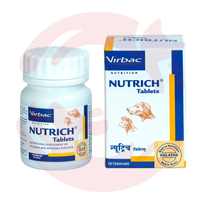 Virbac Supplement for Dogs & Cats – Nutrich Vitamin & Mineral Support (30 tabs)