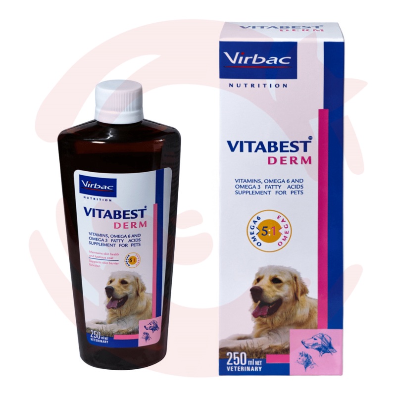 Virbac Supplement for Dogs & Cats – Vitabest Derm Skin & Coat (250ml)