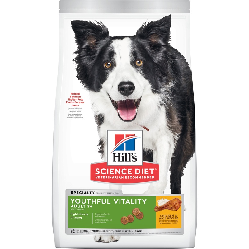 Hill’s Science Diet Senior 7+ Senior Vitality Dry Dog Food, Chicken & Rice Recipe