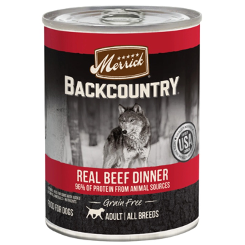 Merrick Backcountry Grain Free 96% Beef Recipe Canned Dog Food