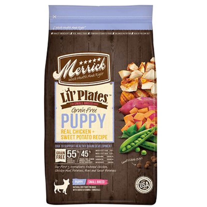 Merrick Lil’ Plates Grain Free Puppy Small Breed Real Chicken and Sweet Potato Recipe Dry Dog Food