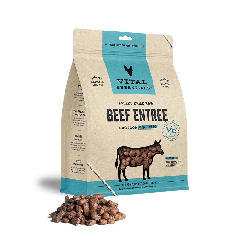 Vital Essentials Freeze-Dried Raw Beef Entree Dog Food Mini Nibs, 25 oz