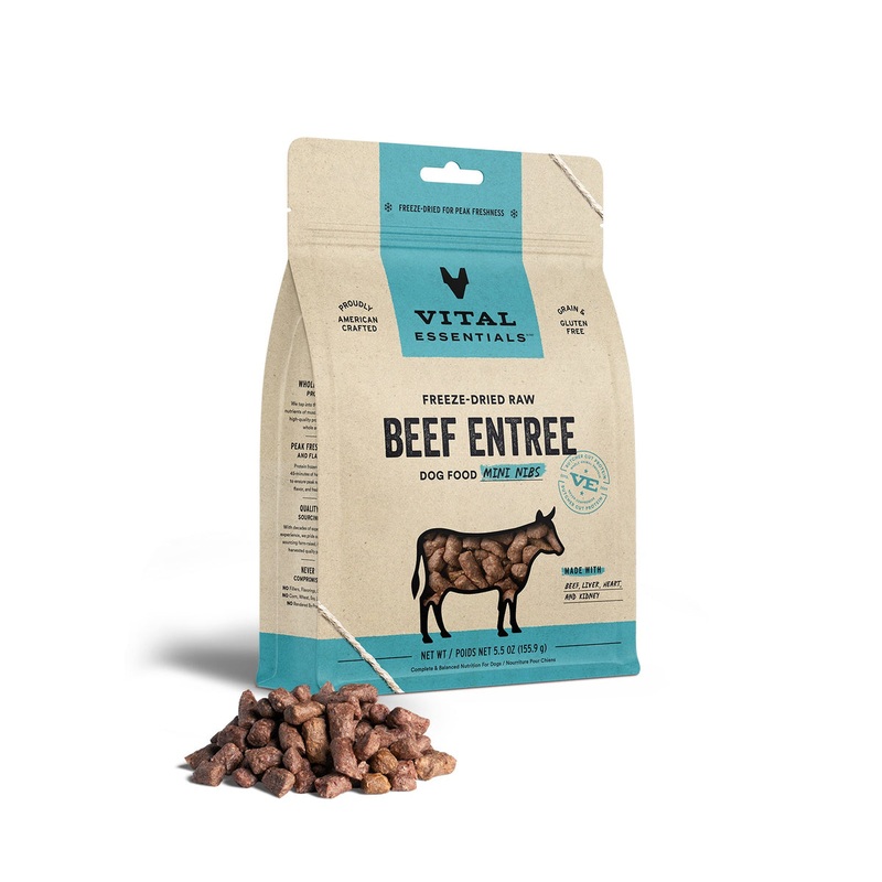 Vital Essentials Freeze-Dried Raw Beef Entree Dog Food Mini Nibs, 5.5 oz