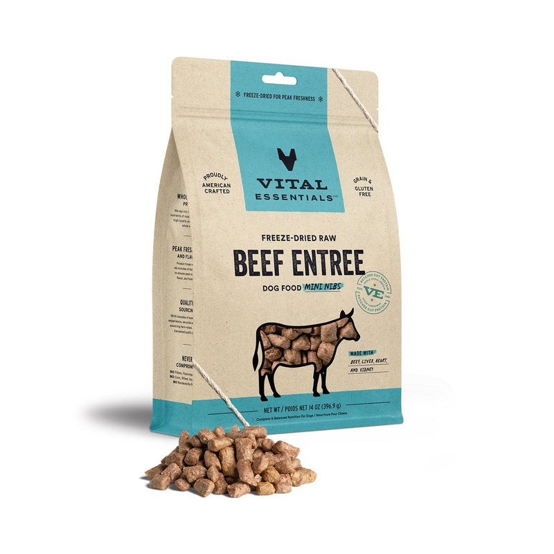 Vital Essentials Freeze-Dried Raw Beef Entree Dog Food Nibs, 14 oz