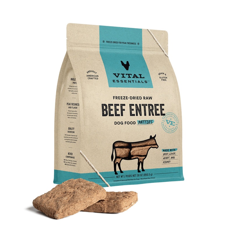 Vital Essentials Freeze-Dried Raw Beef Entree Dog Food Patties, 30 oz