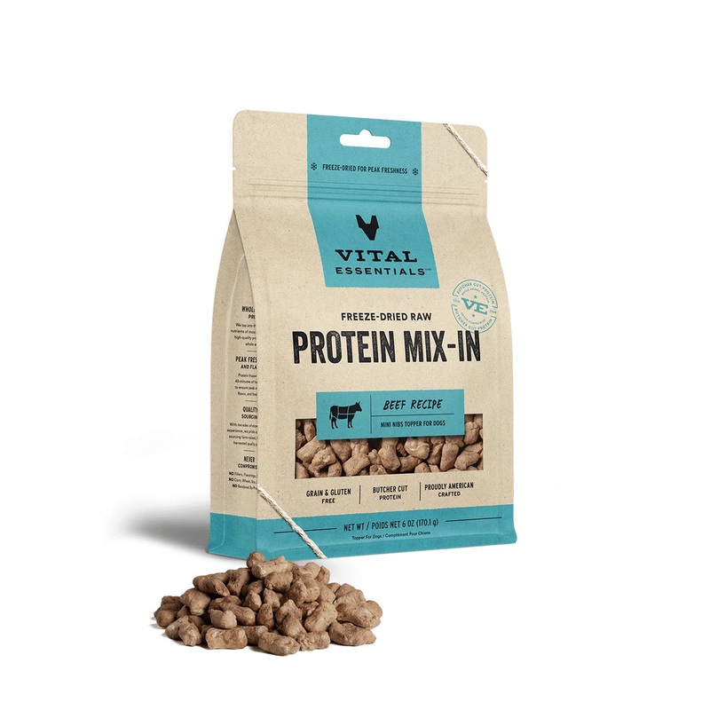 Vital Essentials Freeze-Dried Raw Beef Protein Mix-In Meal Topper for Dogs, 6 oz