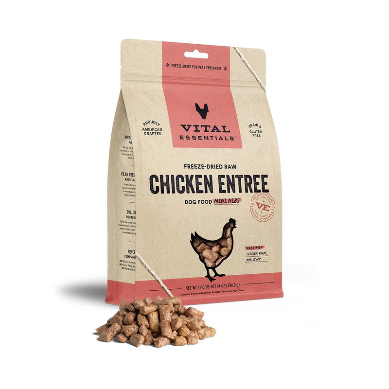 Vital Essentials Freeze-Dried Raw Chicken Entree Dog Food Mini Nibs, 14 oz