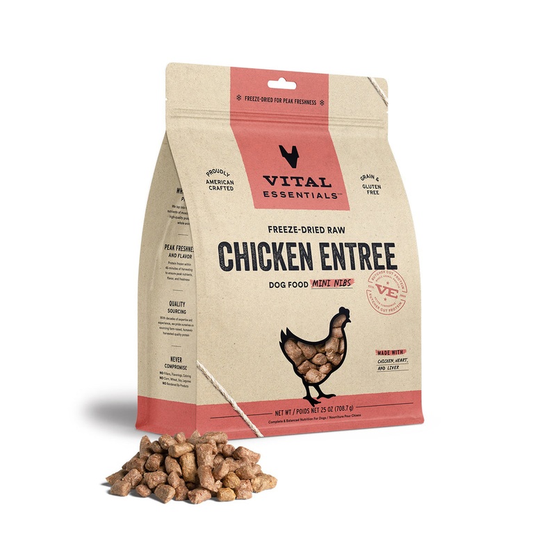 Vital Essentials Freeze-Dried Raw Chicken Entree Dog Food Mini Nibs, 25 oz