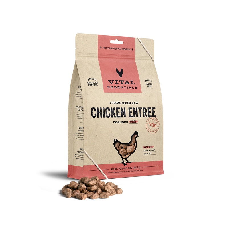 Vital Essentials Freeze-Dried Raw Chicken Entree Dog Food Nibs, 14 oz