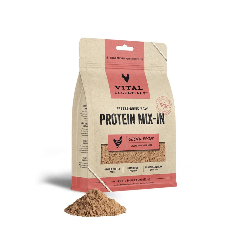 Vital Essentials Freeze-Dried Raw Chicken Protein Mix-In Ground Topper for Dogs, 6 oz