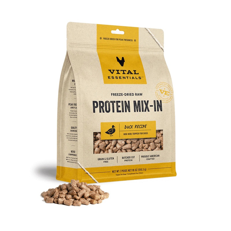 Vital Essentials Freeze-Dried Raw Duck Protein Mix-In Meal Topper for Dogs,18 oz