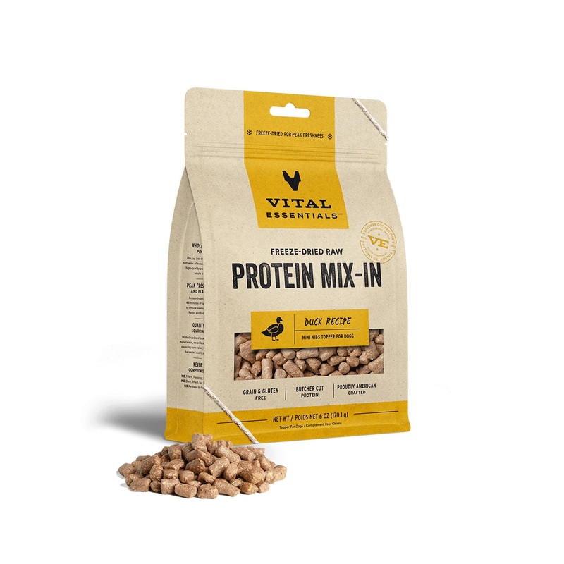 Vital Essentials Freeze-Dried Raw Duck Protein Mix-In Meal Topper for Dogs, 6 oz