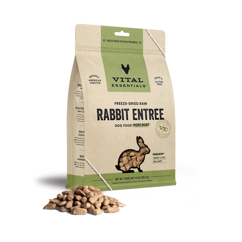 Vital Essentials Freeze-Dried Raw Rabbit Entree Dog Food Mini Nibs, 14 oz