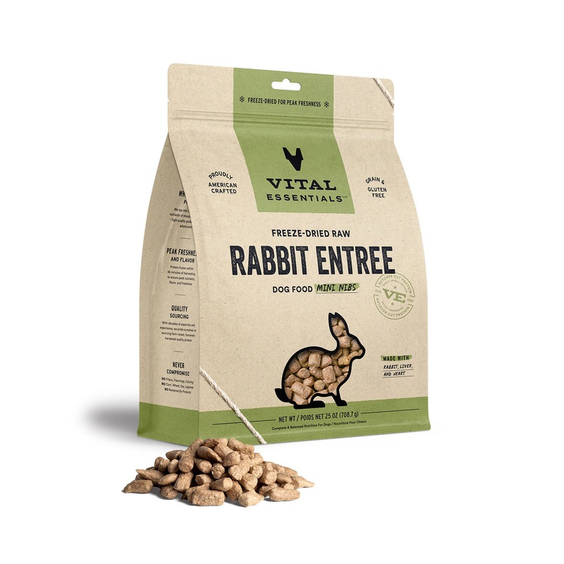 Vital Essentials Freeze-Dried Raw Rabbit Entree Dog Food Mini Nibs, 25 oz