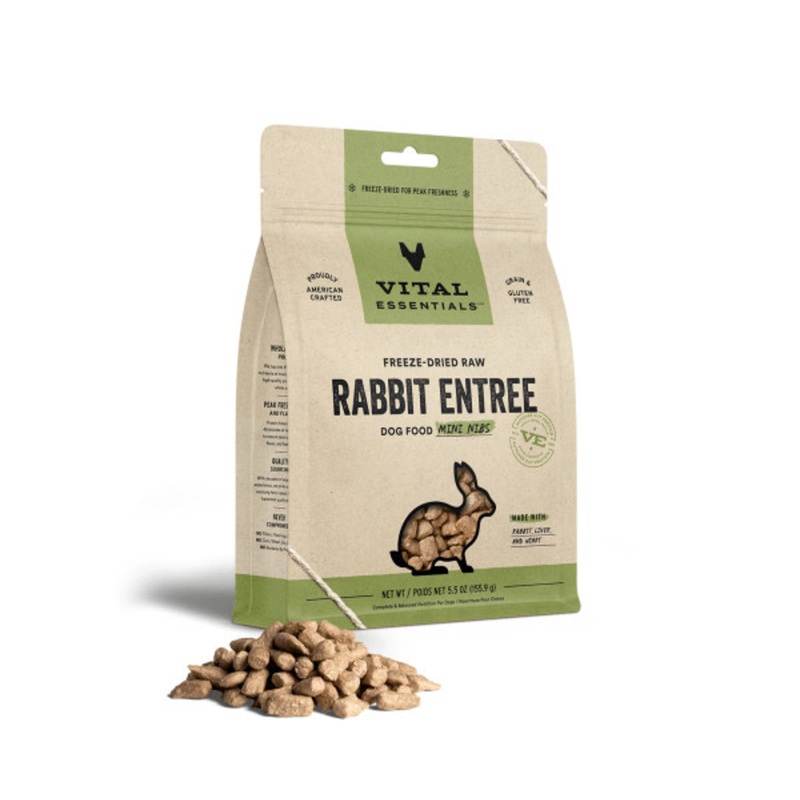 Vital Essentials Freeze-Dried Raw Rabbit Entree Dog Food Mini Nibs, 5.5 oz