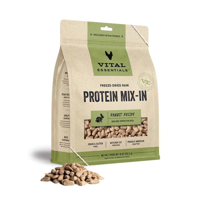 Vital Essentials Freeze-Dried Raw Rabbit Protein Mix-In Meal Topper for Dogs, 18 oz