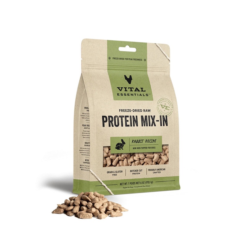 Vital Essentials Freeze-Dried Raw Rabbit Protein Mix-In Meal Topper for Dogs, 6 oz