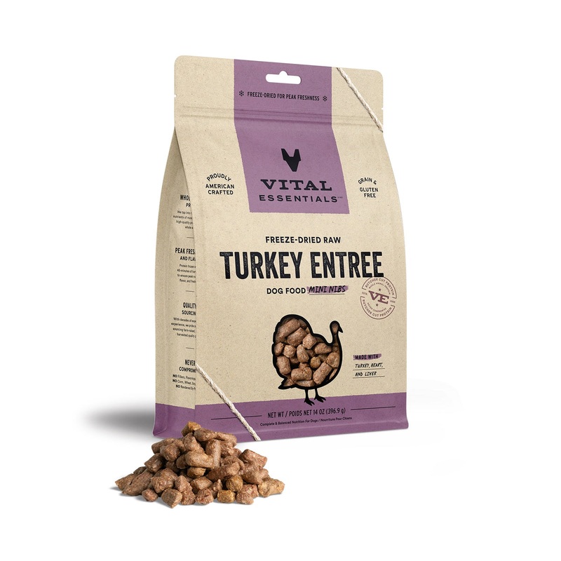 Vital Essentials Freeze-Dried Raw Turkey Entree Dog Food Mini Nibs, 14 oz