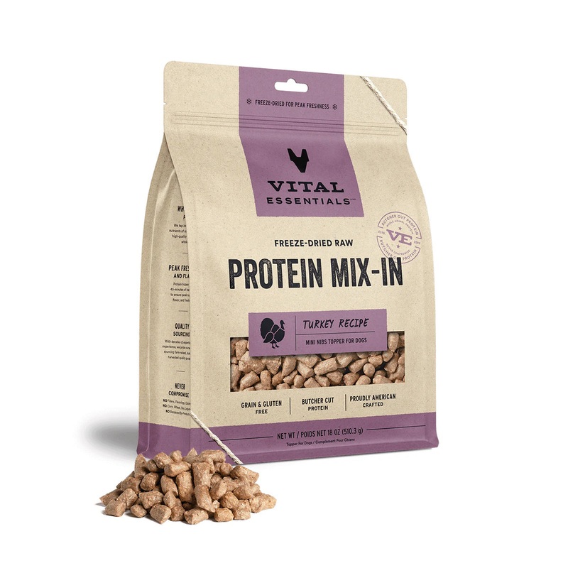 Vital Essentials Freeze-Dried Raw Turkey Protein Mix-In Meal Topper for Dogs, 18 oz