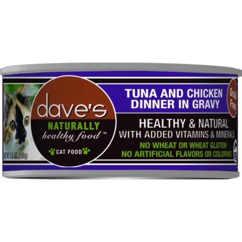 Dave’s Naturally Healthy Tuna and Chicken Dinner in Gravy Canned Cat Food