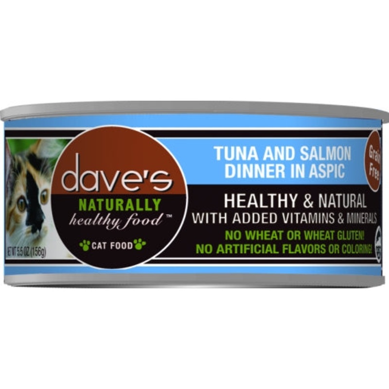 Dave’s Naturally Healthy Tuna and Salmon Dinner in Aspic Canned Cat Food