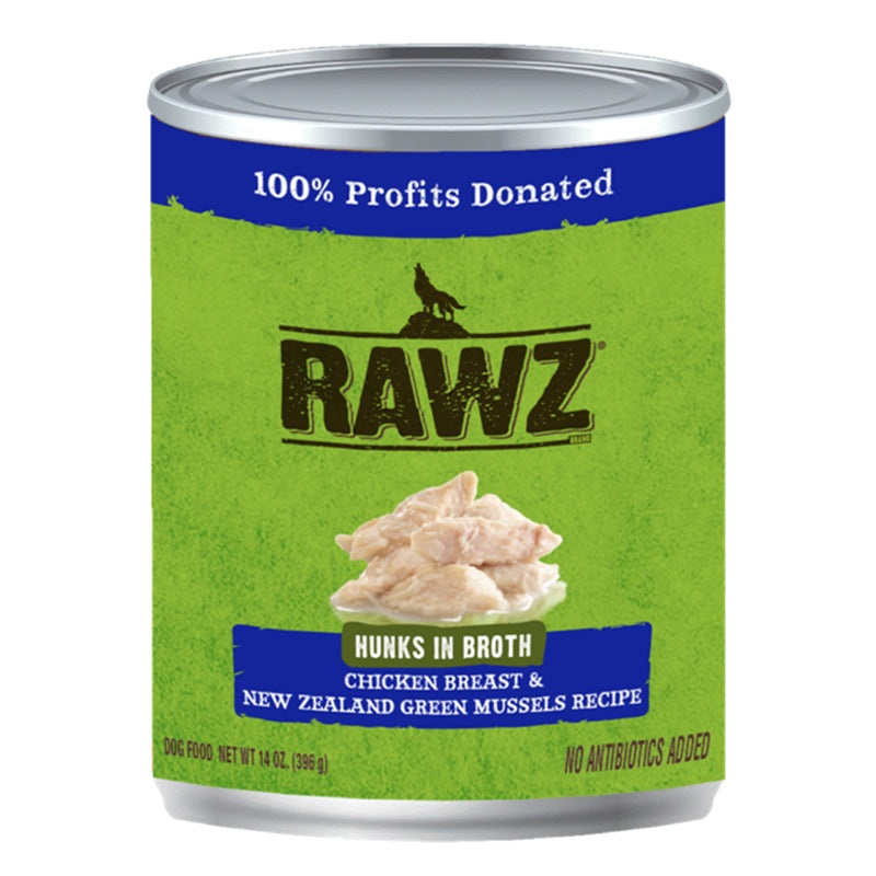 RAWZ Hunks Chicken Breast and New Zealand Green Mussels Recipe Canned Dog Food