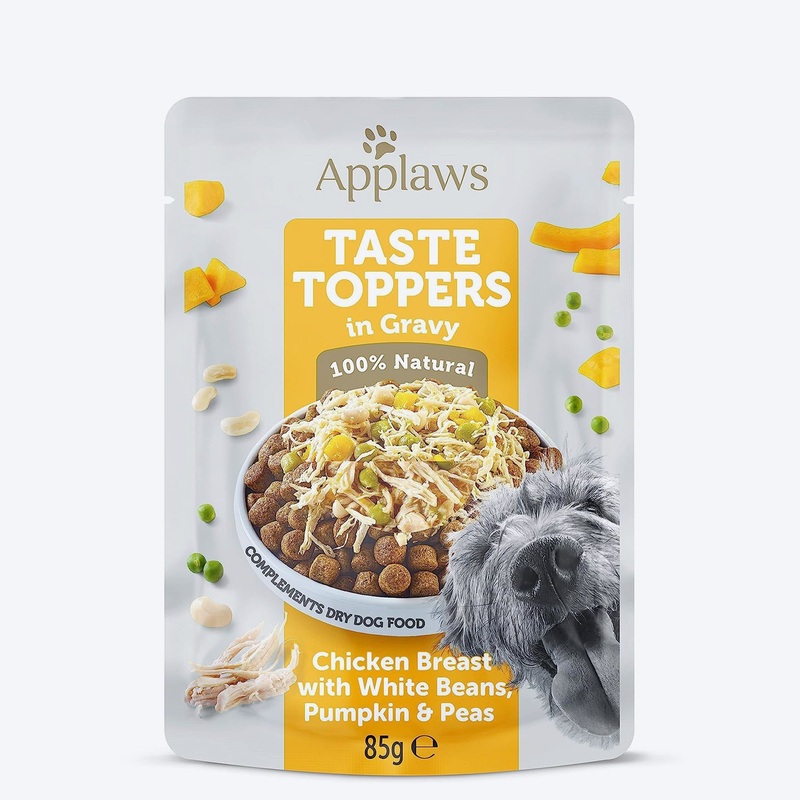 Applaws Taste Toppers Chicken Breast With White Beans, Pumpkin & Peas In Gravy Wet Food For Dog – 85 gm