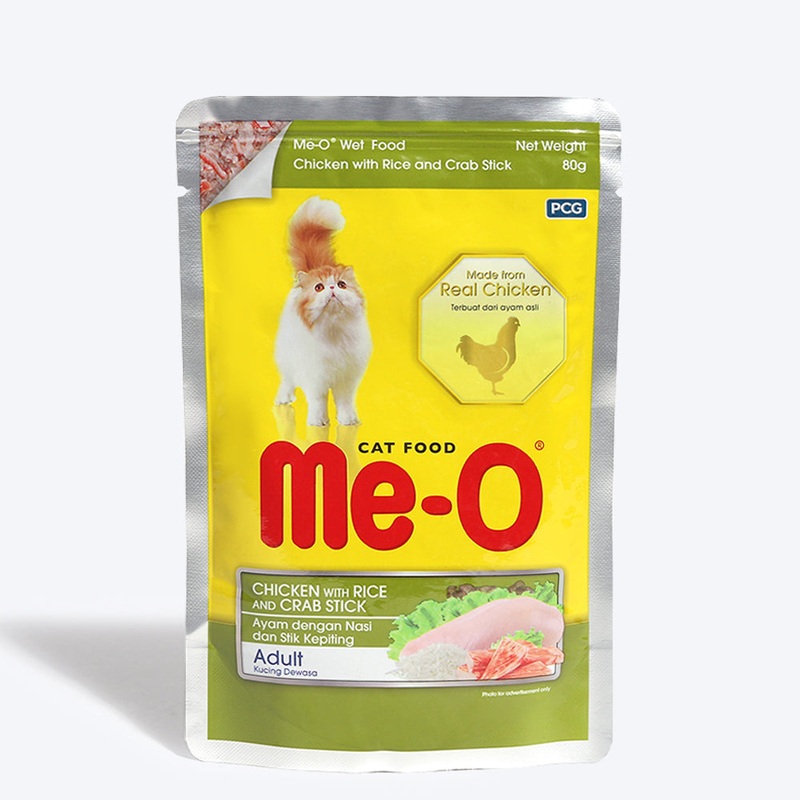 Me-O Chicken with Rice and Crab Adult Wet Cat Food – 80 g packs