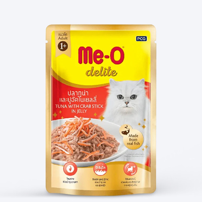 Me-O Delite Pouch Tuna With Crab Stick in Jelly Wet Cat Food – 70 g packs
