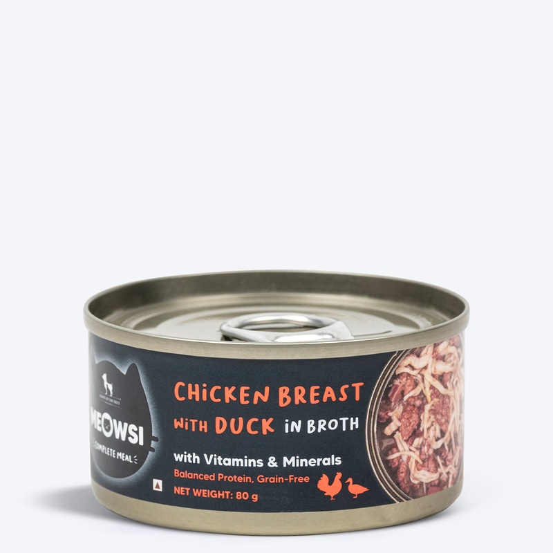 Meowsi by HUFT Chicken Breast With Duck In Broth Canned Cat Wet Food – 80 gm