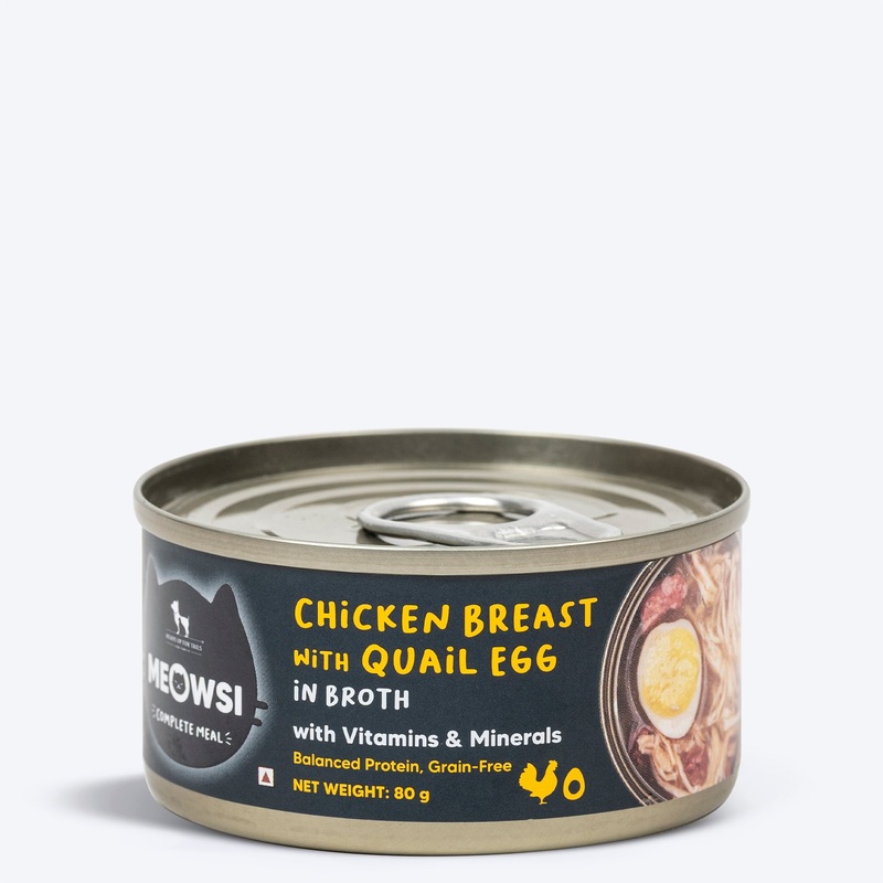 Meowsi by HUFT Chicken Breast With Quail Egg In Broth Canned Cat Wet Food – 80 gm