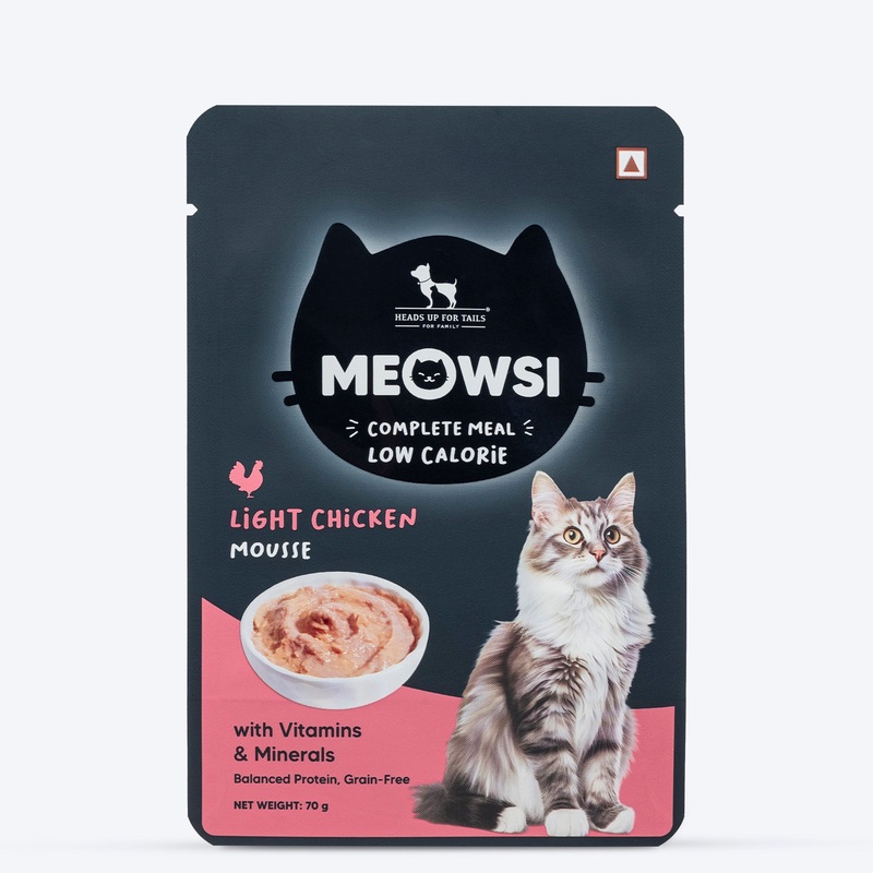Meowsi by HUFT Low Calorie Light Chicken Mousse Wet Food For Cat Tray – 70 gm