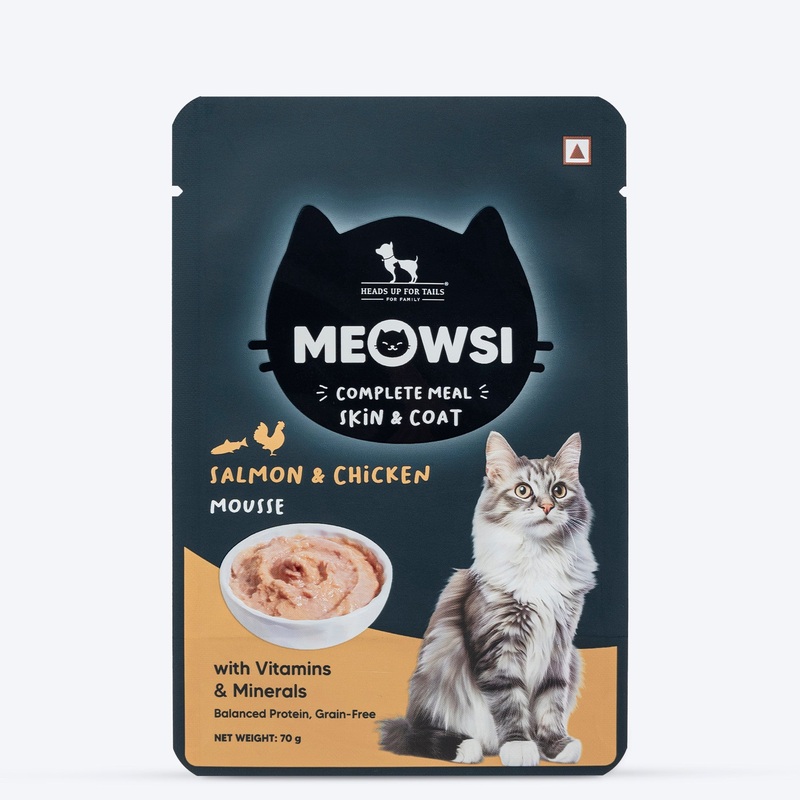 Meowsi by HUFT Skin & Coat Salmon & Chicken Mousse Cat Wet Food – 70 gm
