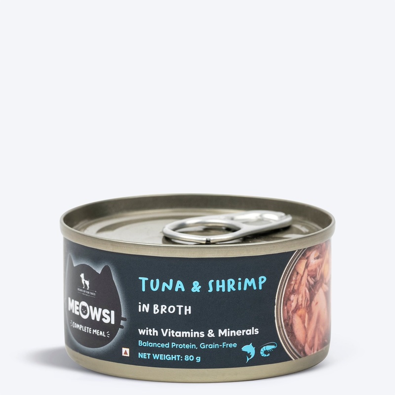 Meowsi by HUFT Tuna & Shrimp in Broth Canned Cat Wet Food – 80 gm