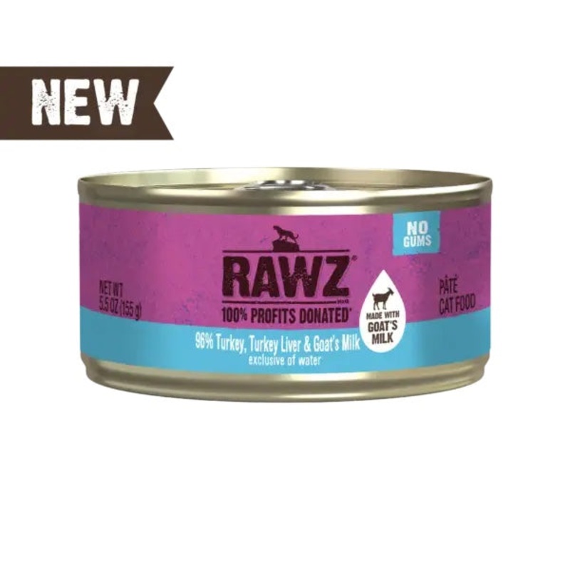 RAWZ 96% Turkey, Turkey Liver & Goat’s Milk Pt Canned Cat Food