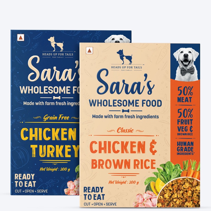 Sara’s Wholesome Food Classic Chicken & Brown Rice and Grain-Free Chicken & Turkey Combo – 2×300 gm