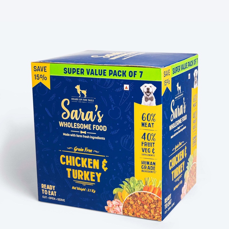 Sara’s Wholesome Grain-Free Chicken And Turkey Dog Food – (7 x 300g)
