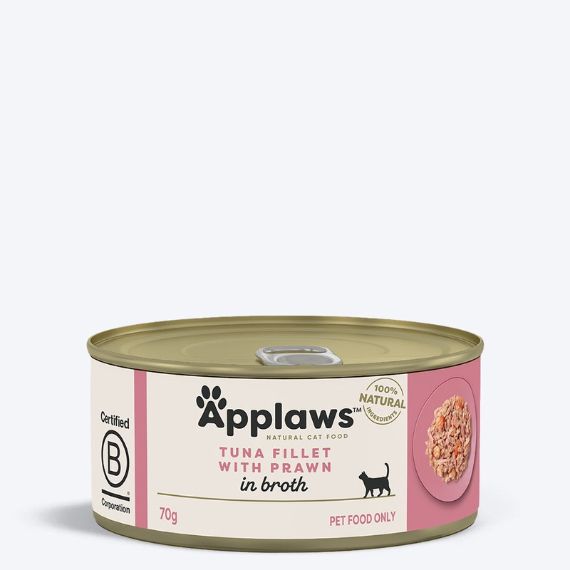 Applaws Natural 75% Tuna Fillet and 23% Prawn Wet Cat Food – 70 g