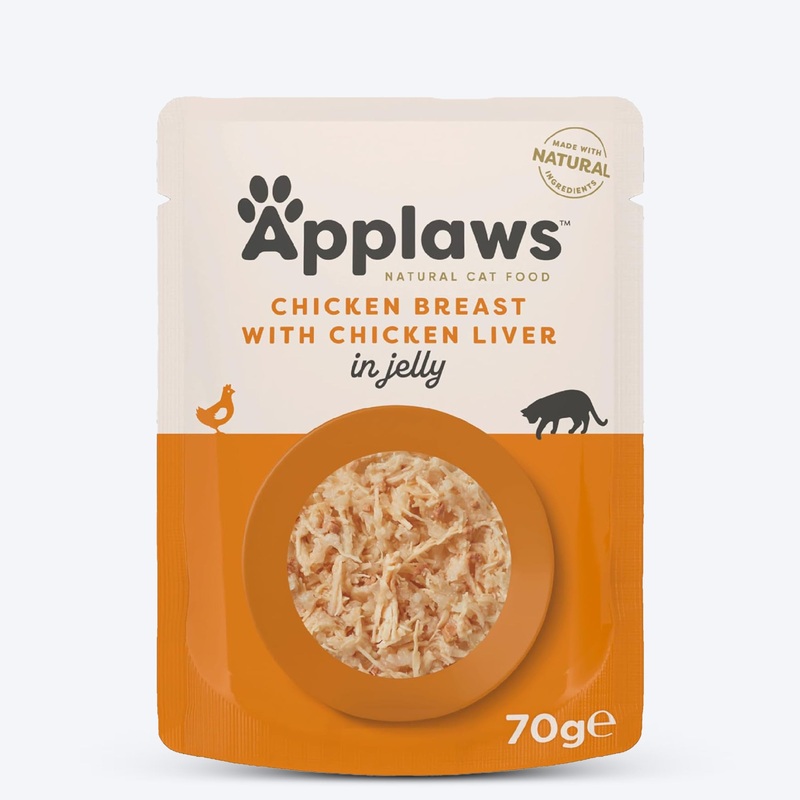 Applaws Natural Tender 55% Chicken Breast with Liver in Jelly Wet Cat Food – 70 g