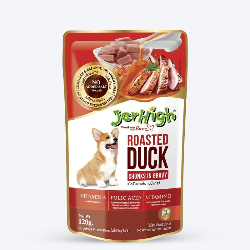 JerHigh Roasted Duck in Gravy Wet Dog Food – 120 g packs