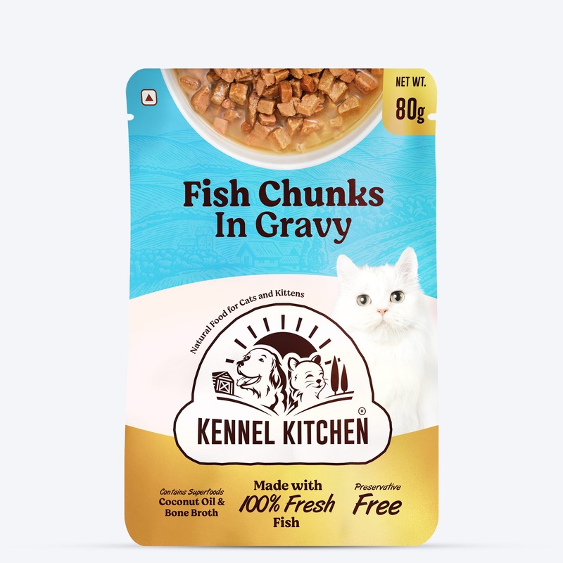 Kennel Kitchen Fish Chunks In Gravy Wet Cat Food – 80 g packs